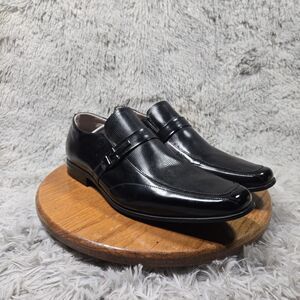 Stacy Adams Beau Mens Size 13W Wide Black Leather Embellished Square Toe Loafers